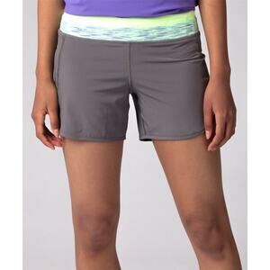 Lululemon Ivivva Slate & Faded Zap Fresh Teal Relay Racer Shorts Swift